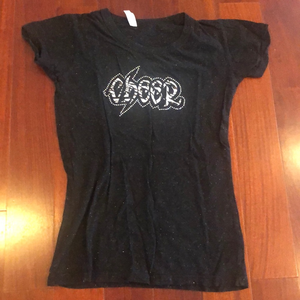 Black Cheer tee shirt short sleeve cheerleader top